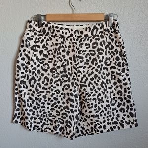 NWT J.Crew Leapord Print Linen Blend Bermuda Shorts Size 2